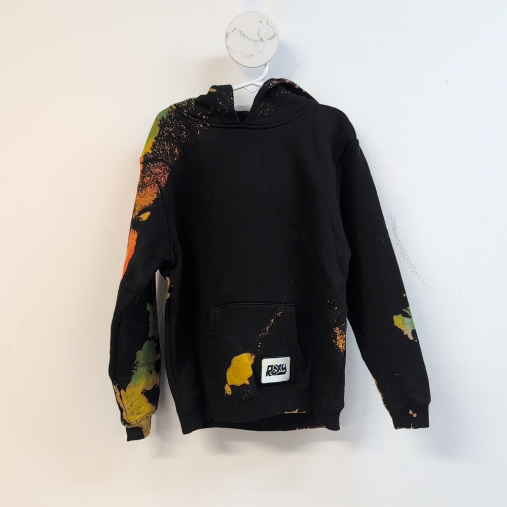 Rexy Clothing Spiral Bleach Hoodie Custom Dye One of a Kind Kids Size 8 Black